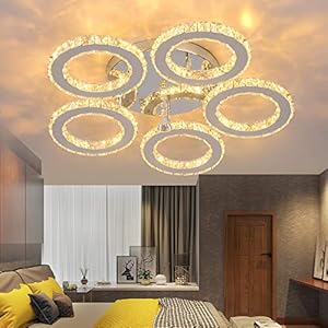 Led-plafondlamp, moderne kristallen kroonluchter, roestvrijstalen hanglamp voor slaapkamer, woonkamer, eetkamer