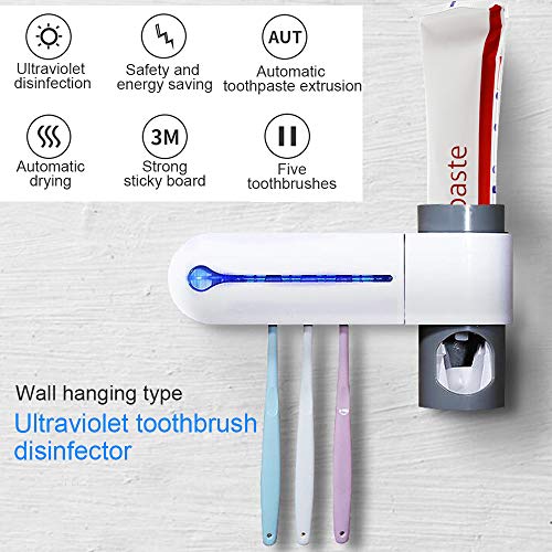 Sealive UV Toothbrush Holder with Sterilization Function, Drying and Toothpaste Holder, Build-in Fan, Family Toothbrush for Shower Bathroom 5 Toothbrushes Holding - Thumbnail 6