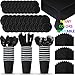 HeroFiber Disposable Paper Dinnerware for 24 - Black - 2 Size Plates, Cups, Napkins , Cutlery (Spoons, Forks, Knives), and tablecovers - Full Party Supply Pack