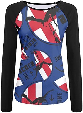 2018 Football England Women Fashion Baseball T-Shirt Tops Round Neck Splicing Long Sleeve T-Shirts