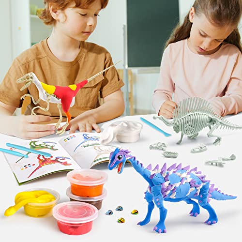 Drama Air Dry Clay Dinosaur Craft Kit for Kids, Build and Design
