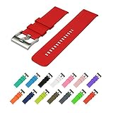 Wearable4U Quick Release Silicone Rubber Watchbands 18mm, 20mm, 22mm and choice of 15 colors (Red, 18 mm)