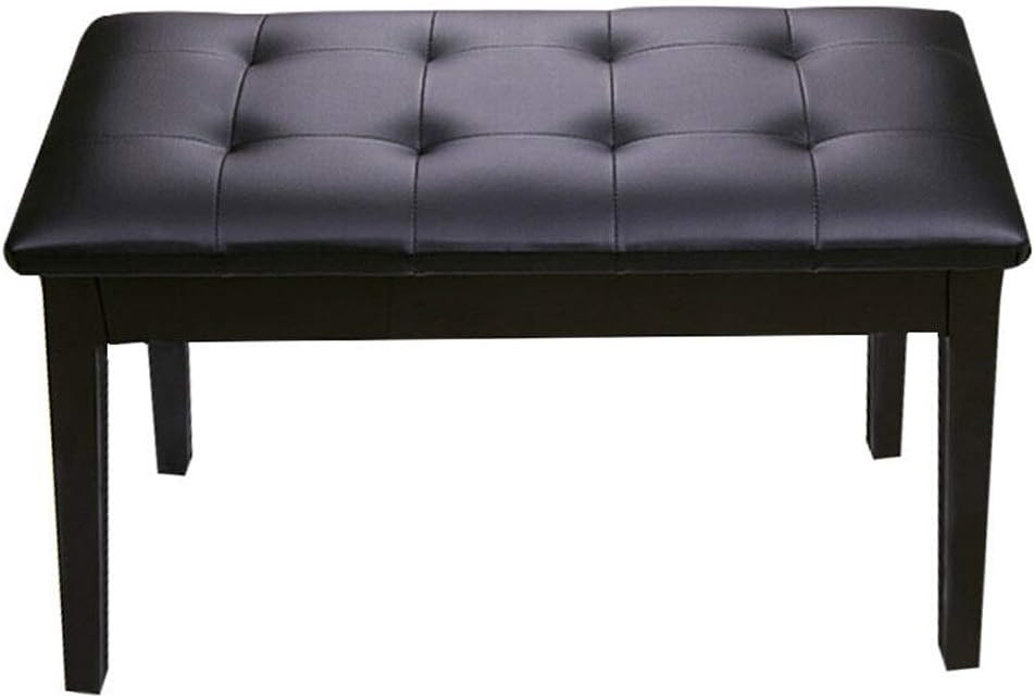 MICEROSHE Piano Bench Stool Piano Stool 2-Person Electric Piano Bench Storage Chair Keyboard Bench PU Cushion With Storage Bookcase (Color : Black, Size : 75x34x50cm)