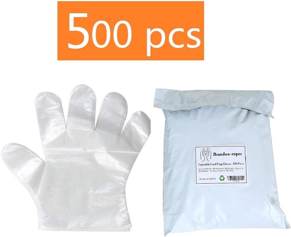 Disposable Food Prep Gloves - 500 Piece Plastic Food Safe Disposable Gloves, Food Handling, Transparent, One Size Fits Most (500 PCS） - - 