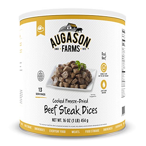 Augason Farms Freeze Dried Beef Chunks 1 lb No. 10 Can, 16 oz (511172