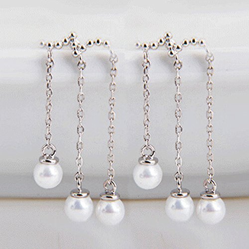 Ear Drop Dangle Earrings Crawler Chandelier Climber Ear Wrap Pin Vine Tassel Imitation Pearl Cute Jewelry Silver Plated