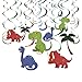 30-Count Swirl Decorations - Dinosaur Birthday Party Decorations, Party Streamers, Hanging Dino DecorWhirls for Kids, 4 Assorted Designs - Hanging Length: 34.25 to 36.25 inches