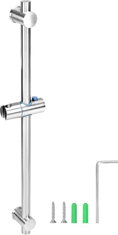 QWORK 26 Inch Adjustable Shower Riser Rail 304 Stainless Steel Head Holder