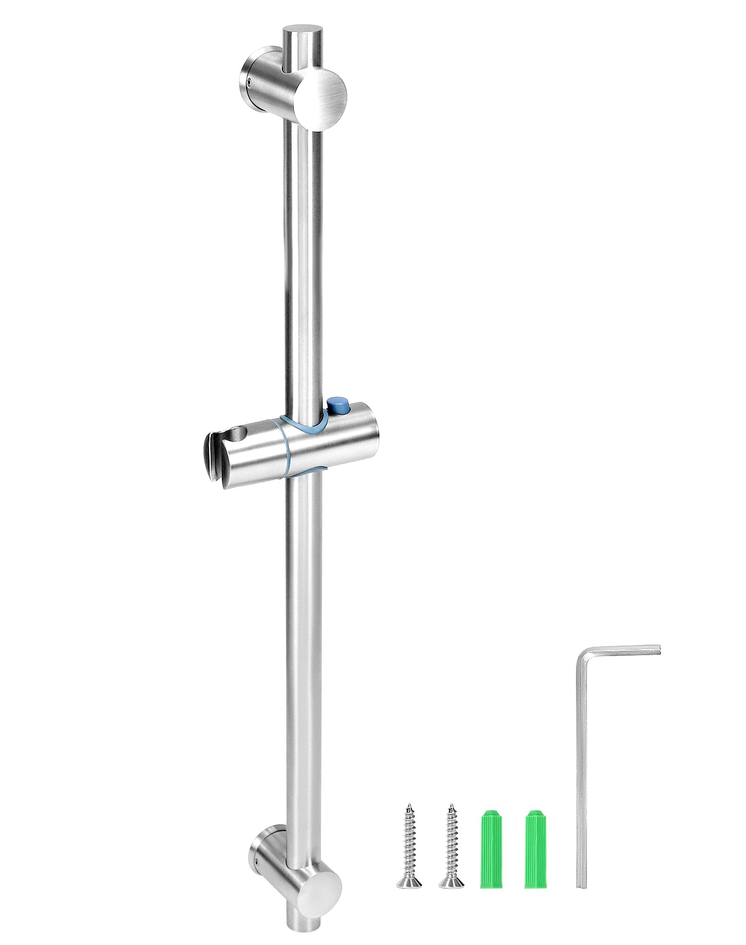 QWORK® 26 Inch Adjustable Shower Riser Rail with Sliding Shower Head Bracket, 304 Stainless Steel Brushed Finish Shower Rail Kit (66 cm) — image 1