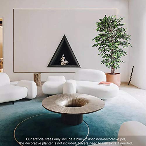 Aveyas 6ft Artificial Ficus Silk Tree with Plastic Nursery Pot, Fake Plant for Office House Farmhouse Living Room Home Decor (Indoor/Outdoor)