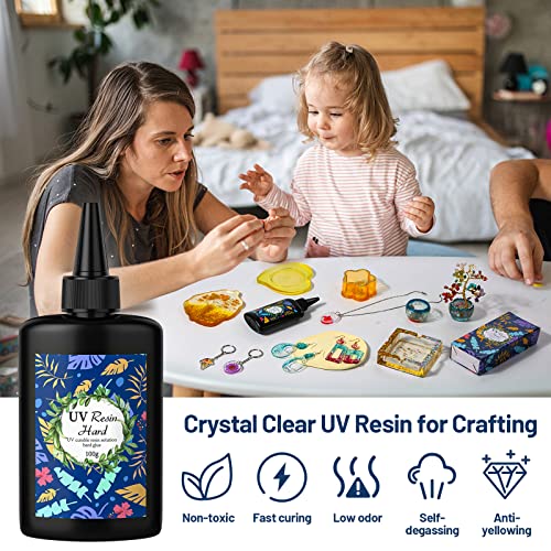 UV Resin Clear Crystal, 2 PCS 100g Upgraded UV Epoxy Resin Glue Hard