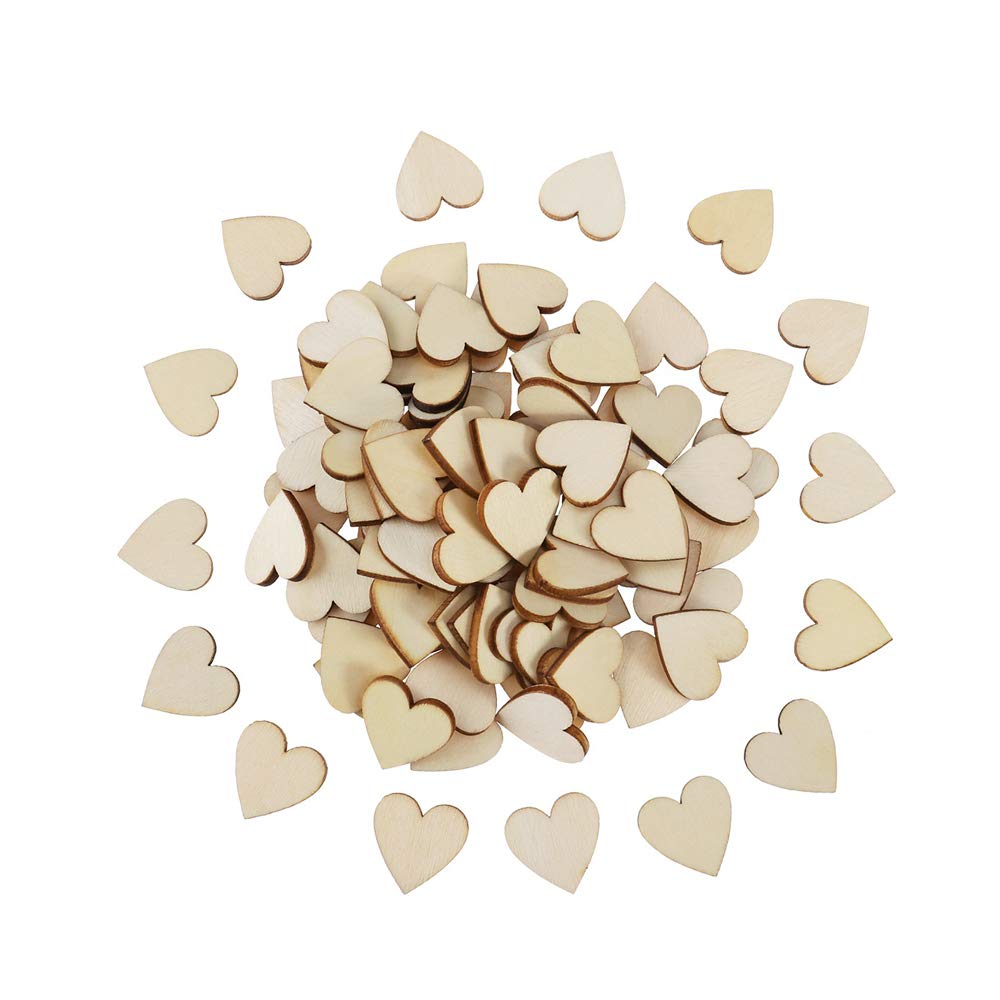 Vosarea Unfinished Wood Heart Shaped DIY Arts Crafts Scrapbooking Cutout for Wedding Decorations