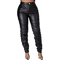 Zebaexf Women's Stretchy Faux Leather Leggings Pants,High