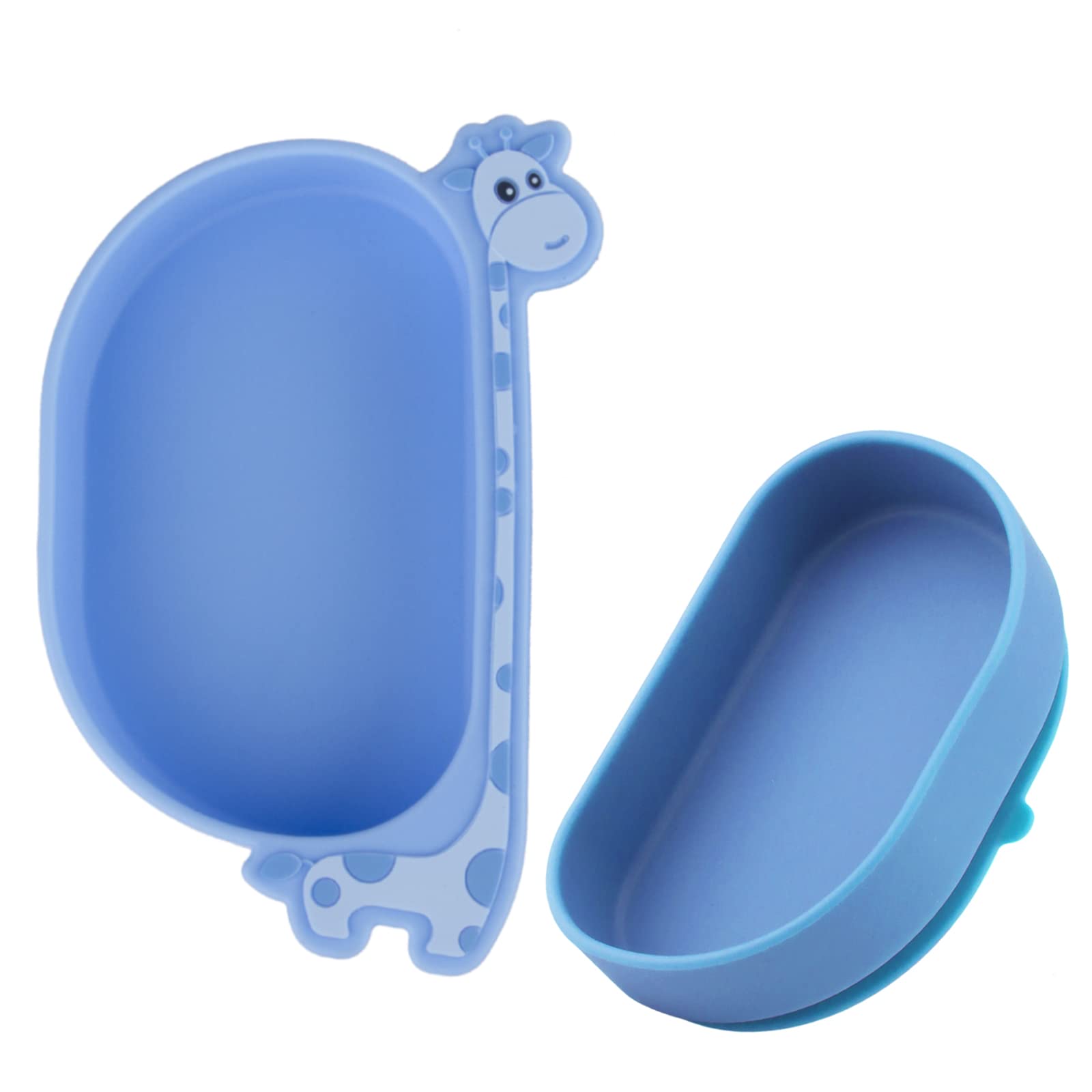 Qshare 2in1 Travel Silicone Plate Feeding Set - Giraffe Design Suction Baby Plate, Travel Essential Bowl