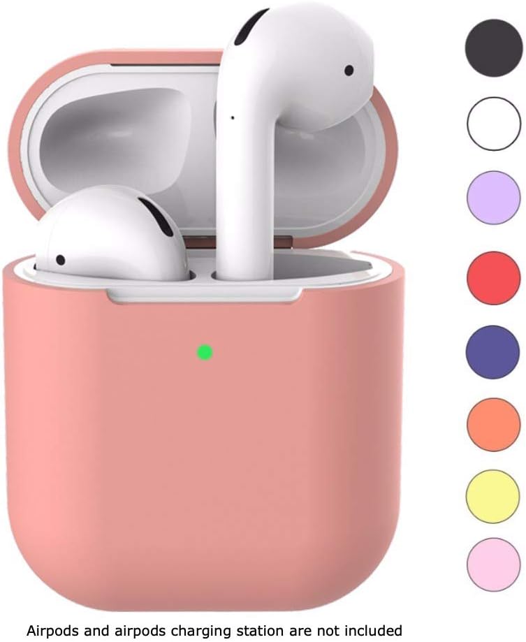 TunaLee AirPods 2 Wireless Silicone Case Cover - Compatible with New 2019 Apple AirPods 1 & 2; Front LED Visible - Supports Wireless Charging Case - Extra Protection for AirPods (Coral Orange)