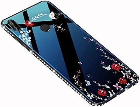 Huawei P20 Lite Case Tempered Glass Cover, Aeeque Luxury Diamond Soft Silicone TPU Frame Huawei P20 Lite Phone Cases, Slim Fit Protective Case for Huawei P20/Nova 3E (5.84 inch), Butterfly Flower