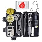 Eachway Professional 10 in 1 Emergency Survival Gear Kit Outdoor Survival Tool with Fire Starter Whistle Survival Knife Flashlight Tactical Pen etc for Outdoor Travel Hike Field Camp