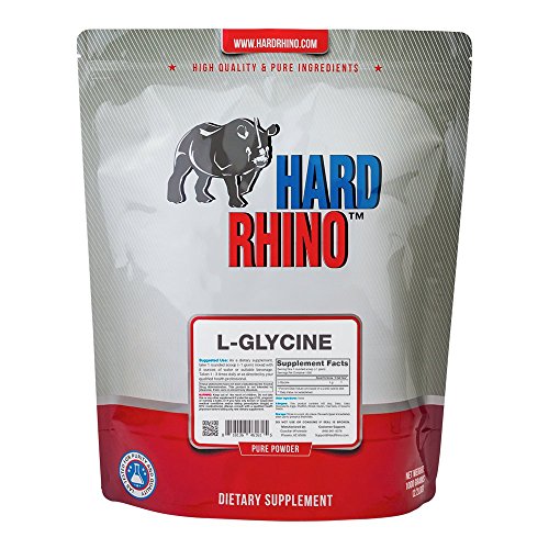 Hard Rhino L-Glycine Powder, 1 Kilogram (2.2 Lbs), Unflavored, Lab-Tested, Scoop Included