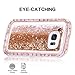 WOLLONY Galaxy S7 Edge Case, 360 Full Body Shockproof Liquid Glitter Quicksand Bling Case Heavy Duty Phone Bumper Soft Non-Slip Clear Rubber Protective Cover for Samsung Galaxy S7 Edge (Rose Gold)