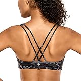 CRZ YOGA Women's Light Support Cross Back Wirefree Removable Cups Yoga Sport Bra