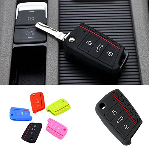 Car Key Case Black Key Bag Key Cover Silicone Key Portect Case for Volkswagen VW Golf 7 mk7 ping