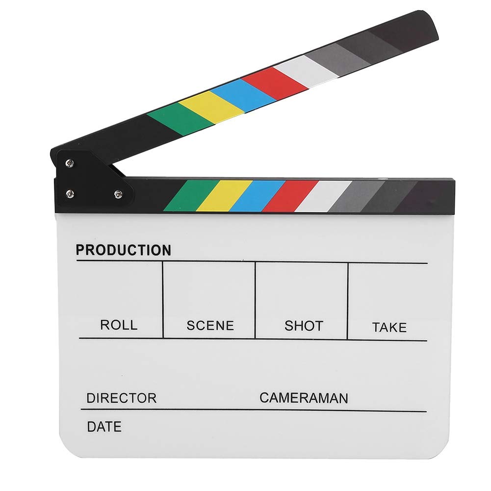 Scene Acrylic Clapperboard, Director TV Movie Cut Action Scene Clapper Board for Shoot Props/Advertisement/Home Decoration/Cosplay/Background with Pen