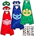 Creacty Catboy Owlette Gekko Costumes and Dress up for Kids, 3 Capes and 3 Masks - Superhero Party Supplies