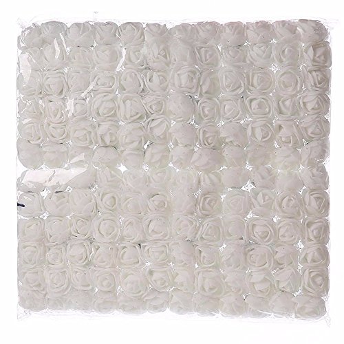 Rose DIY 144 PCS Head Flowers Artificial Flowers Wedding Bride Bouquet PE Foam DIY Party Festival Home Decor Garland Wreaths Flowers (White)