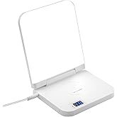 MICROENE Light Therapy Lamp with Wireless Phone Charger Pad, 2 in 1, 10,000 Lux Bright White UV-Free LED, Anti-Glare, 5 Adjustable Brightness, Sunlight Lamp with Timer, Energy Booster