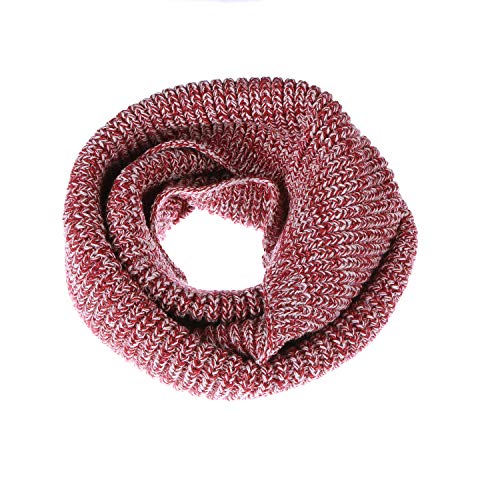 Winter Knit Infinity Scarf-Men&Women Thick Warm Circle Loop Scarf Neck Warmer by Aurya(Red/White Mix)