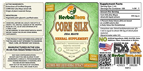 Corn Silk (Zea Mays) Glycerite, Organic Dried Silk Alcohol-Free Liquid Extract 2 oz