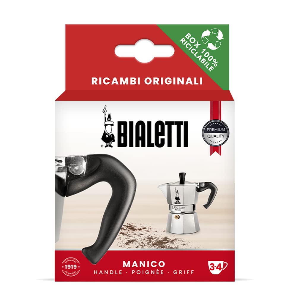 Bialetti 800242 Spare Parts, Includes 1 Handle with Plug, Compatible with Moka Express 3/4 cups,Black