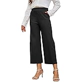 Rasutina Women's Wide Leg Capri Pants Work Cropped Pants Casual Summer Capris High Waisted Crop Palazzo
