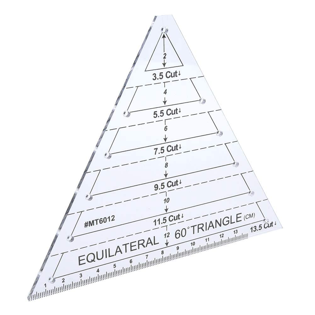 Quilting Triangle Ruler, 60 Degree Equilateral, Transparent Acrylic, Tailor Measuring Tool