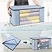 Large Clothes Storage Bags Organizer [2-Pack] Zippered Clothing Storage Bags Containers, Collapsible Closet Storage Bin for Clothes, Comforters, Blanket