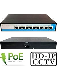 Urban Security Group 150W 10 Port PoE Network Switch : 8X 15.4W PoE + 2X RJ45 Uplink Ports : IEEE 802.3af, Plug-&-Play, Up to 800ft Transmission, Durable Metal Housing, Internal Power Supply