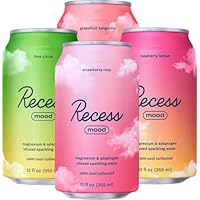 Recess Mood Magnesium & Adaptogen Drink, Relaxation Beverage, 12 Ounce (Variety Pack, 12 Pack)