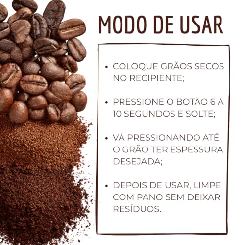 Moedor de Café Elétrico 110V Multifuncional | Moedor de Grãos, Temperos e Sementes | Triturador Rápido e Compacto | Fácil de Usar e Limpar