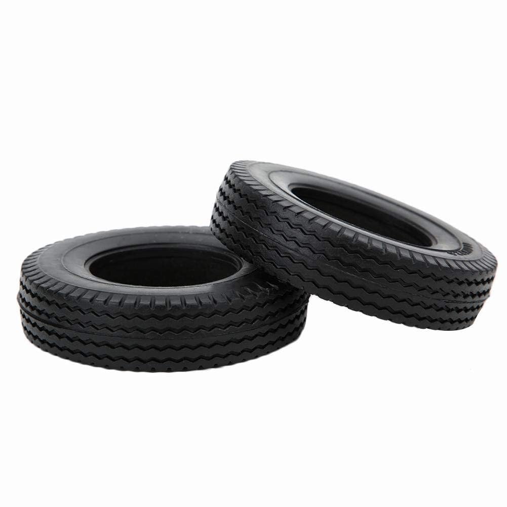 Tbest 4 Pcs Rubber Tire, RC Truck Tire On Road Tyre Fit for 1/14 RC Tractor Truck Black Model Car Accessories Model Toy