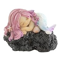 Top Collection Miniature Fairy Garden and Terrarium Sleeping Little Mermaid on Rock Statue