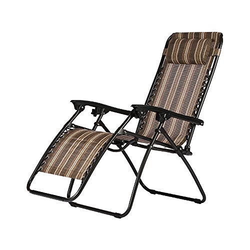 HOME BI Adjustable Zero gravity chair with Pillow, Folding Lounge Recliner Chair for Outdoor/Ind ...