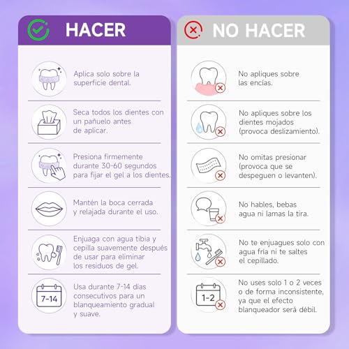 Teethbliss Tiras Blanqueadoras Dientes Moradas: Blanqueador Dental Morado, 7 Tratamiento Efecto Rápido Eliminar Café, Vino, Tabaco Manchas, Seguro Esmalte, Blanqueamiento para Bodas, Citas Trabajar