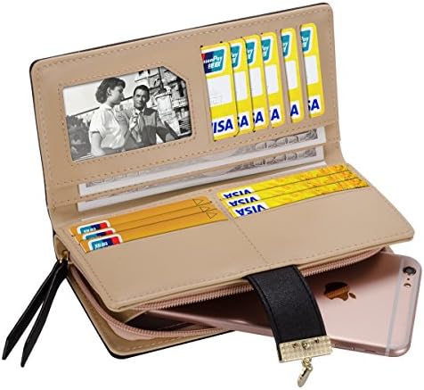 Women's Long Leaf Bifold Wallet Leather Hollow Card Holder Purse Clutch Handbag