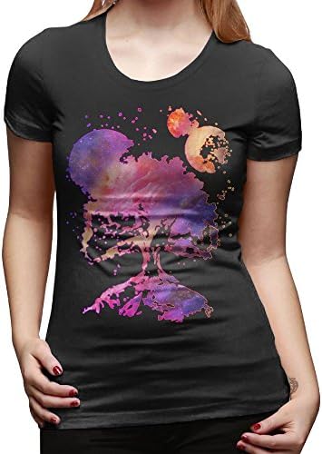 FGGirl Space Tree Of Life Women's Summer Street Printed Tops Funny Juniors T Shirt Short Sleeve Tees XXL