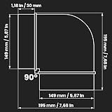 Repa Market 90 Degree 6 inch 150mm Plastic Ducting Elbow Ventilation Connector view 2