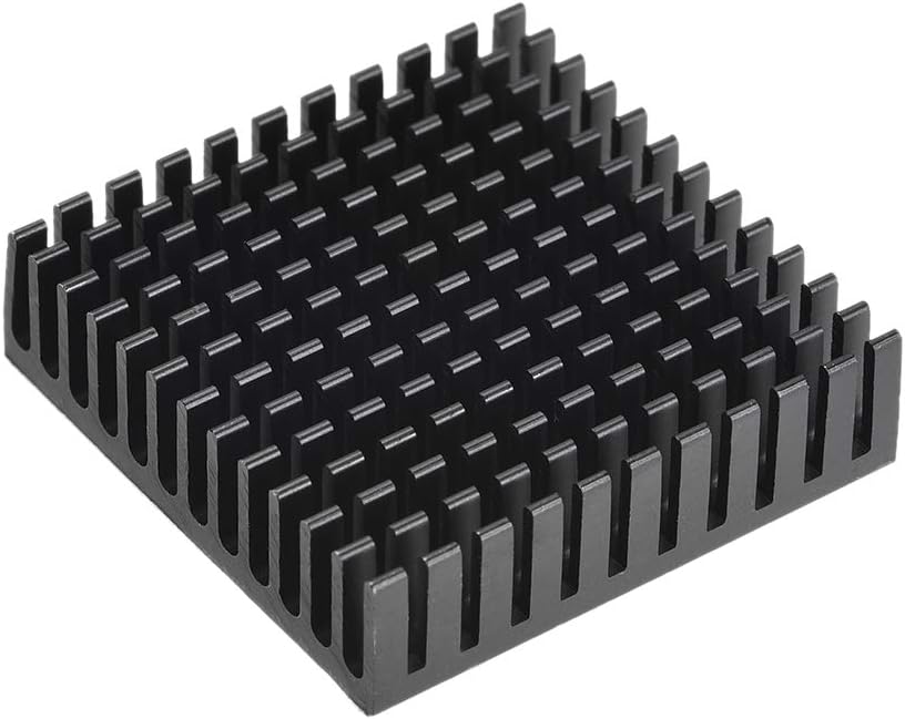 sourcing map 11x40x40mm Black Aluminum Heatsink Thermal Adhesive Pad Cooler for Cooling 3D Printers, 40x40x11mm