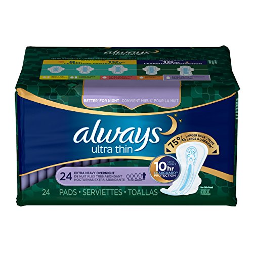 Always Ultra Thin Extra Heavy Overnight Pads, 24 Count