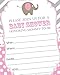 50 Elephant Invitations - Pink (Large Size 5x7)