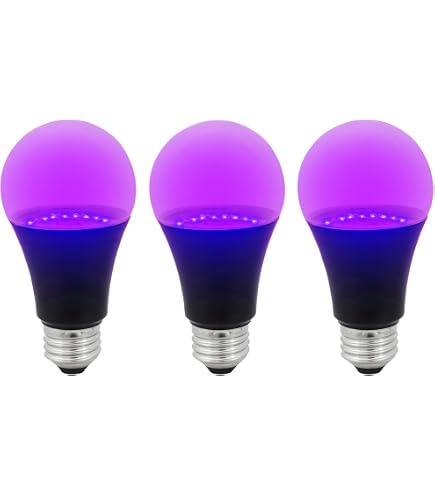 Sunlite 2W LED A19 Black Light Bulb - True 365nm UV Blacklight For Parties, Glow Decor, Security Checks (E26 Base, ETL Listed)
