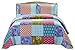 SLPR All is Bright 2-Piece Quilt Set – Twin Size with 1 Sham, Summer Lightweight Quilted Bedspread with Colorful Patchwork, Bohemian Vintage-Inspired Bedding for All Seasons